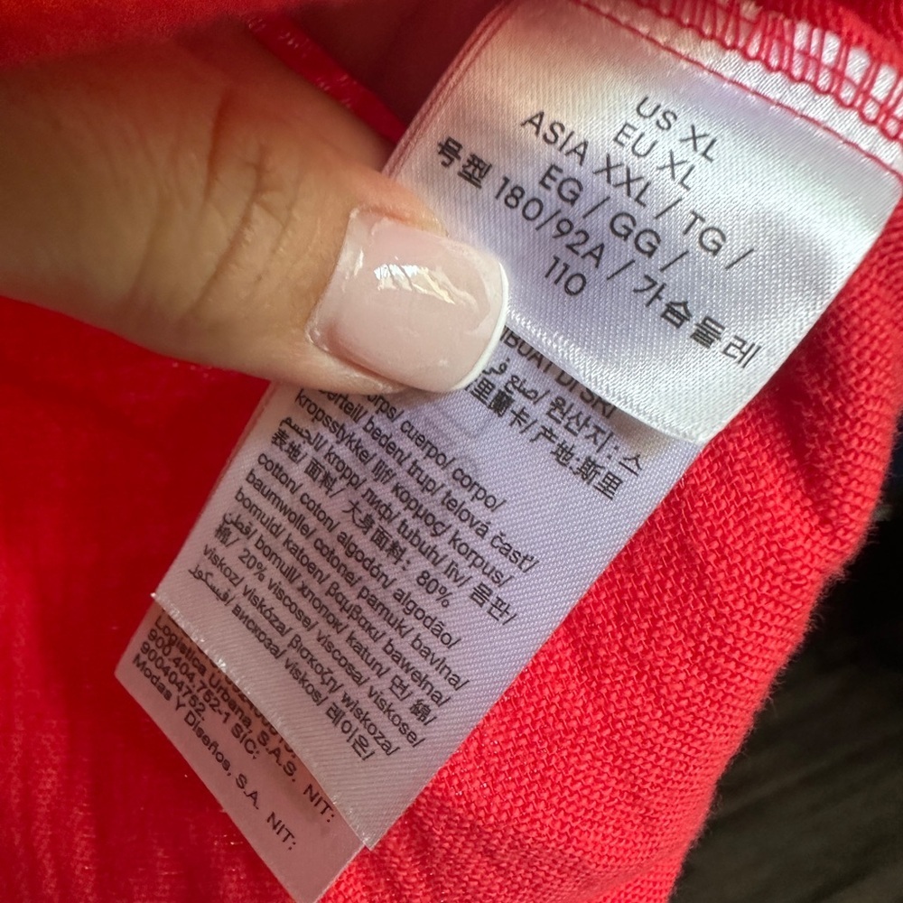 NWT Calvin Klein Red V- Neck Women's Cotton Blouse - Picture 3 of 5